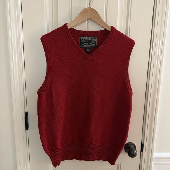 Abercrombie & Fitch Sweaters - Vintage Abercrombie & Fitch Red Sweater Vest 100% Wool Size XL
